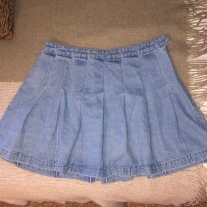 Pleated Jean Skirt